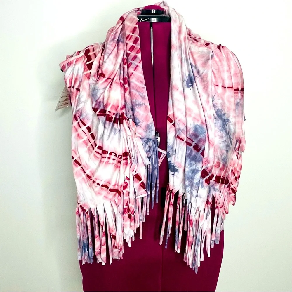 Shawl Dawls Boho tie dye fringe convertible hippie shawl scarf NWT One Size